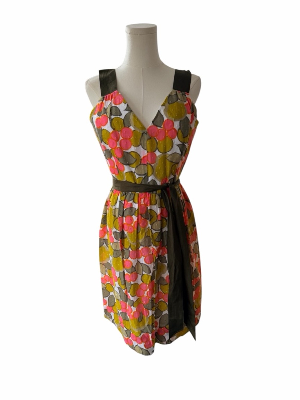 Milly of New York Floral Swiss Dot Cotton Belted Dress Size 10
